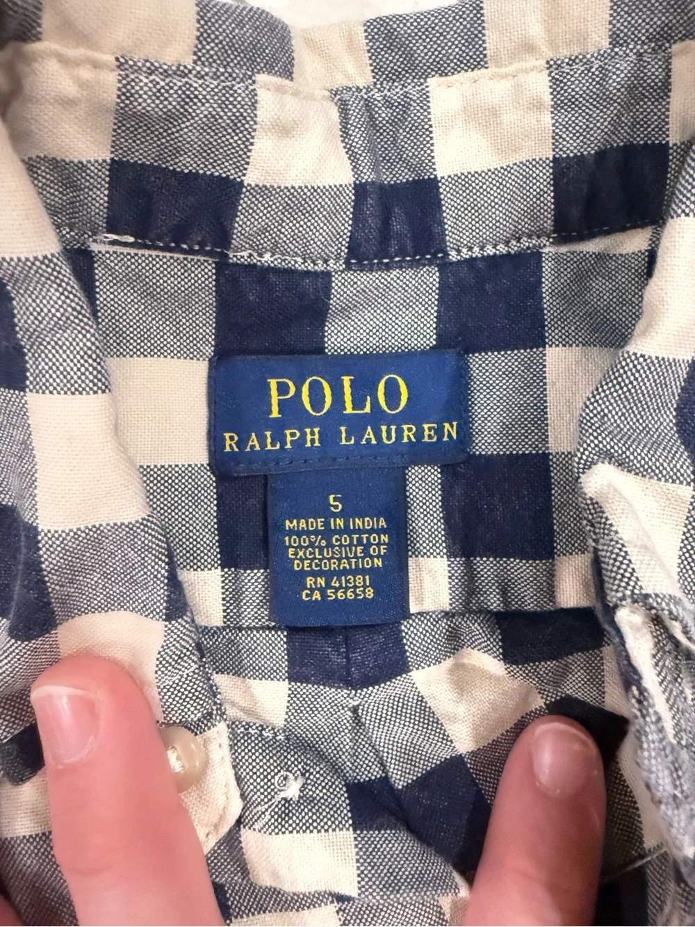 Polo Ralph Lauren Navy & Cream Plaid Longsleeve Button-Down
